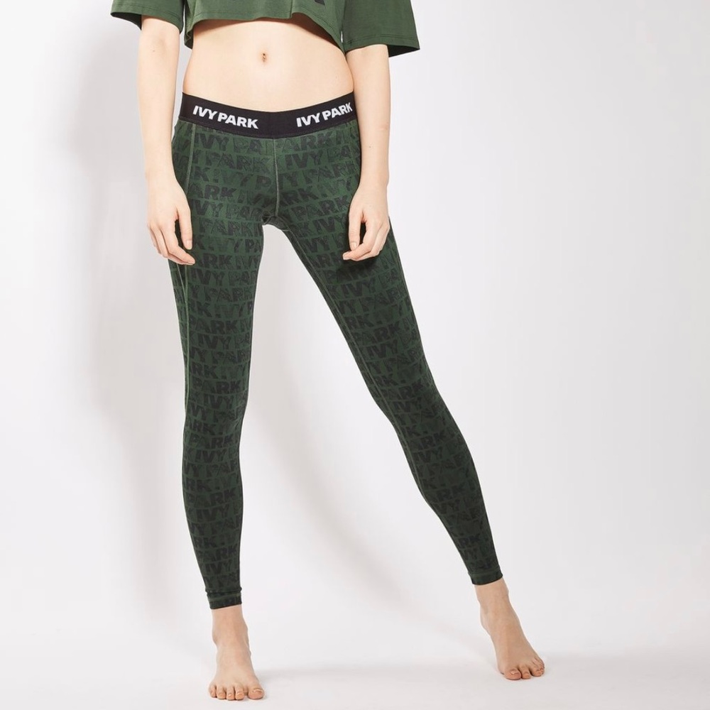 Ivy Park Green Logo Leggings Tights Size Small